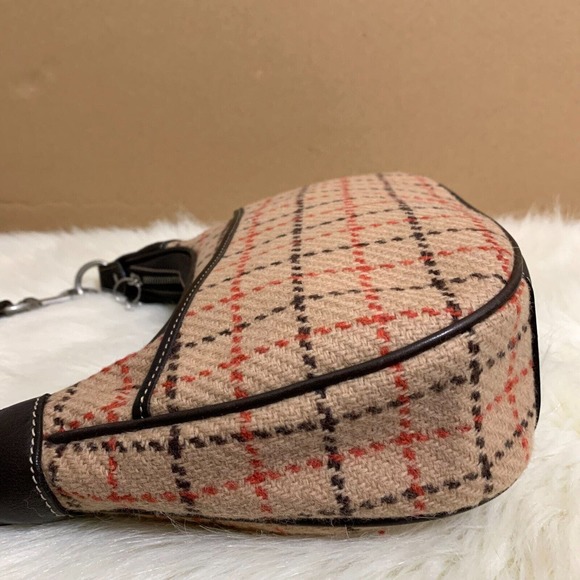 COACH MILLBROOK Vintage Tattersall Plaid Tweed & Leather Shoulder Bag #9613 - Picture 15 of 16